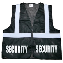 Security Safety Vest in Black with Silver/Reflective Design, High Visibility Vest
