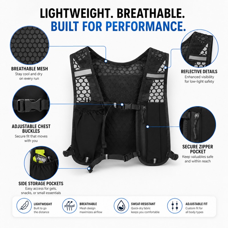 Lightweight Hydration Backpack for Running & Hiking – Breathable Water