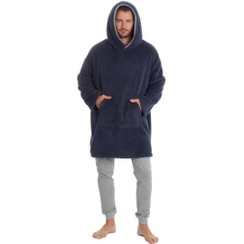 MICHAEL PAUL Oversized Hoodie for Men | Super Soft Snuggle Hooded Blanket | Men's Warm and Cozy Fleece Nightwear Loungewear All in One Wearable Hooded Blanket for Adults Gifts for Him Navy