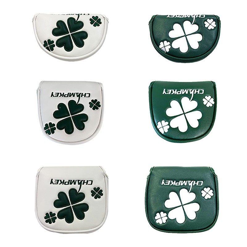 Golf Headcover Putter Cover Mallet Magnetic Closure Center Shaft Clover