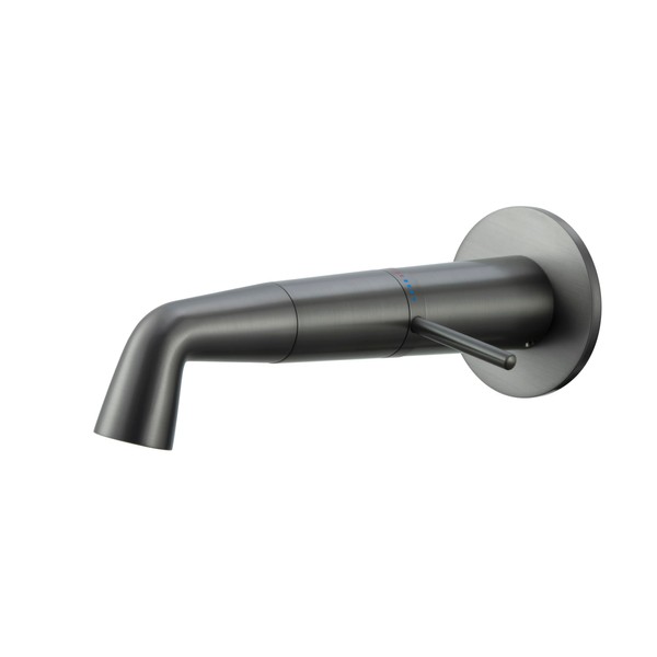 Modern Wall Mount Bathroom Faucet – Brushed Gunmetal Gray, Solid