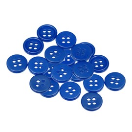 sourcing map 20pcs 18L Sewing Buttons 15/32"(11.5mm) Resin Round Flat 4-Hole Craft Replacement Buttons for Sewing Clothing and DIY, Deep Blue