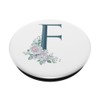 Letter F Teal Blue Floral Initial Monogram on White