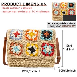 Simcat Summer Beach Bag Women Straw Crossbody Bag Ladies Rattan Shoulder Bag Small Messenger Bag Weave Handmade Straw bag for Travel (Beige)