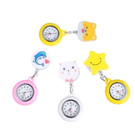 LIFKOME 4pcs Stretchable Nurse Fob Watches for Women Cartoon Design Pocket Watches Durable Safe Materials Convenient Viewing for Nursing Activities
