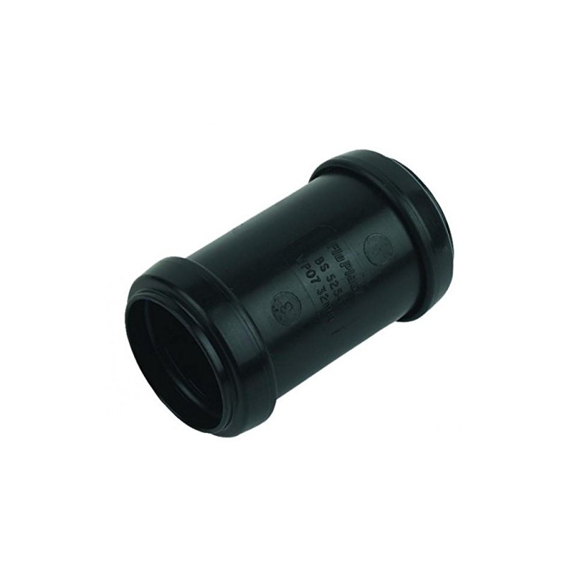 FloPlast Push-Fit Waste Straight Coupling 32mm Black | Home Standard
