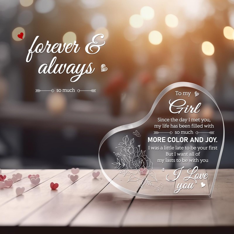 PETCEE for Girl - 3.9x0.4x3.9 Heart-Shaped Engraved Plaque Romantic Gift