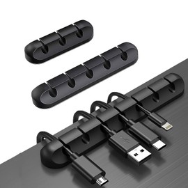 3-Pack Cable Organiser Clips, Cable Holder Clips, Wire Organiser Clip, Desk Cable Tidy, Cable Management Organizer Set, For Power Cables, Charging Cables, Mouse Cables (753-Slot, Black)