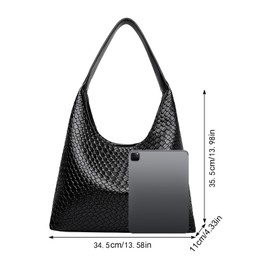 Vesaneae Woven Leather Tote Bag, Shoulder Bag for Women, Soft Work Handbags, Retro Style Shopping Bag for Shopping Dating Work Travel