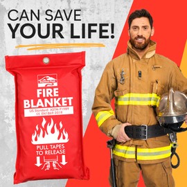 Keystone Peak KP Emergency Fire Blanket - 4 Pack 40” x 40” – Fire Suppression Blanket for Kitchen, Home & Emergency Use