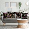 Black Gothic Floral Throw Pillow Covers, Purples Flower Dark Decorative