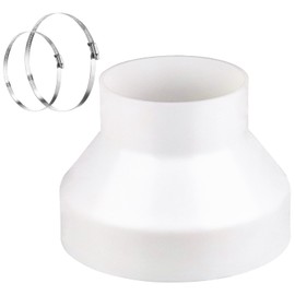 Prmape Exhaust Hose Adapter 150 mm to 100 mm, Pipe Reducer Exhaust Adapter with 2 Stainless Steel Hose Clamps, Universal Reducer for Ventilation Systems for Exhaust Hose