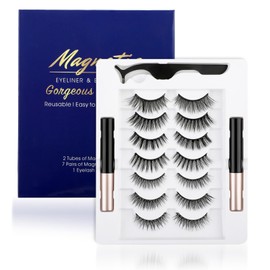 False Eyelashes Magnetic, 7 Pairs 10 Magnetic Eyelashes Natural Look with Eyeliner for DIY at Home, Easy to Apply & Comfortable for Daily Use