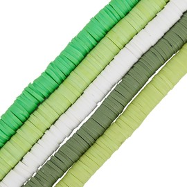 SUNNYCLUE 1 Box 5 Strand 1765~1890Pcs St. Patrick's Day Beads Holiday Polymer Clay Beads Bulk 6mm Flat Parade White Green Clay Bead for Bracelets Beaded Keychain Making Supplies Diy Arts Crafts Women