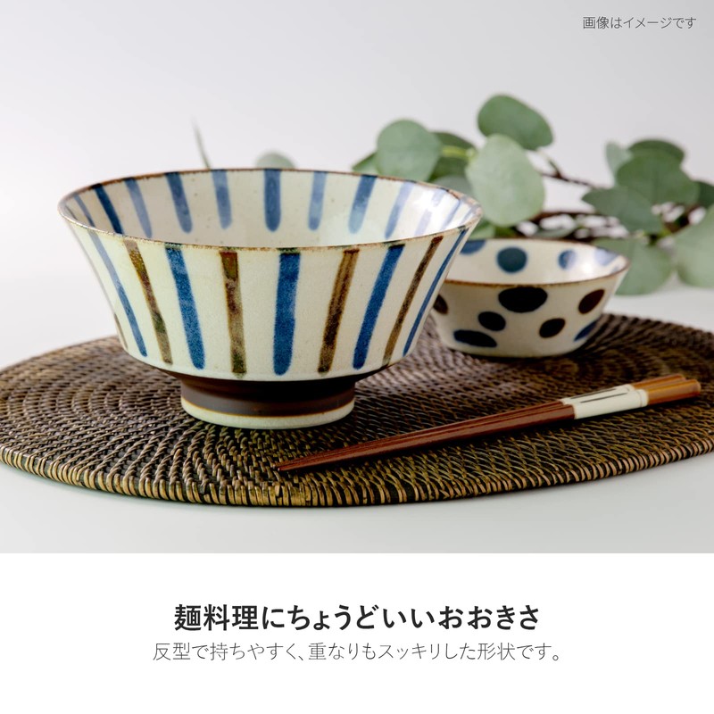 Minorutouki mino ware PAIKAJI anti-type noodle bowl rain φ7.2×H3.6in 16.58oz