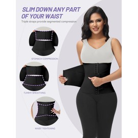 SHAPSHE Waist Trainer for Women Workout Waist Cincher Shapewear for Women Tummy Control Segmented Hourglass Body sculpt Postpartum Belly Wrap Belt Black
