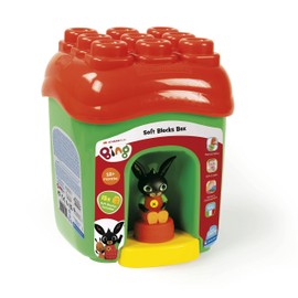 Clementoni Clemmy Bucket with Building Blocks and Figure Bing Roof, Interlocking Construction Set, Soft Constructions, Children, 18 Months, Made in Italy, Multi-Colour, 17692