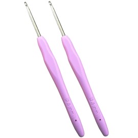 Mdoker 2PCS Small Size Crochet Hook Ergonomic Handle Crochet Hook Needles for Arthritic Hands,Thread Crochet Steel Lace Hooks Size 2.5mm