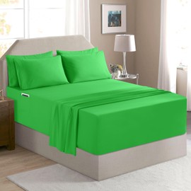 Elegant Comfort Luxury Soft 6-Piece 1500 Premium Hotel Quality Bed Sheet Set with Extra Deep Pockets 18-24 Inch, Wrinkle Free, Storage Pockets, Extra Deep Pocket 6PC Sheets, Queen, Emerald Green