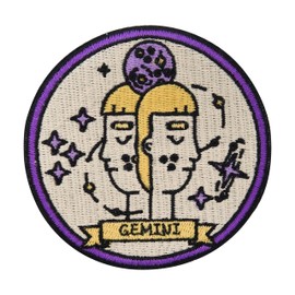 Finally Home Iron-On Patch – Gemini Zodiac Sign – Gemini | Astrology Patches, Moon Stars Iron-On Patch, Twin Patch, Sew-On Patch