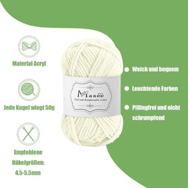 Maxee Crochet Yarn 500 g (50 g x 10 Colours), Acrylic Wool for Knitting, Yarn for Crochet and Knitting, Hand Knitting Yarn Set, Hand Knitting Yarn Cotton Yarn for Crochet, Wool for Knitting and Crafts