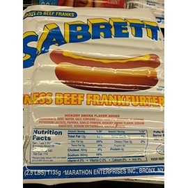 Sabrett Skinless Beef Frankfurters 2.5 Lb (2 Pack)