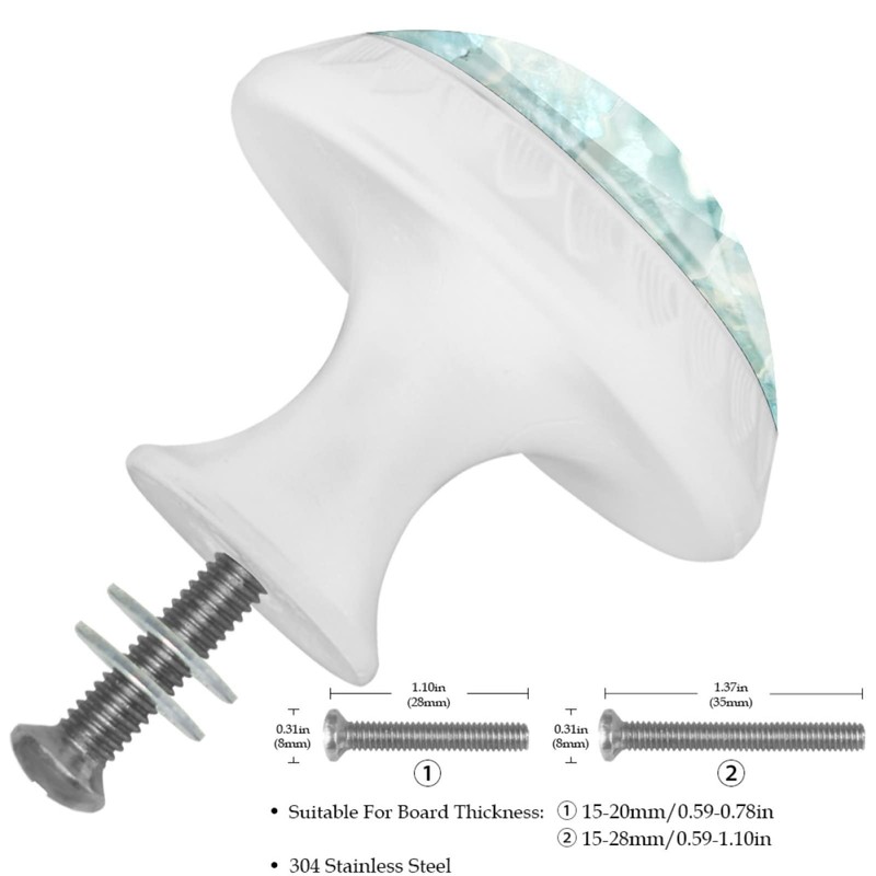 NEWzone 4 Pack Dresser Drawer Cabinet Knobs Teal Agate Texture