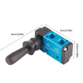 QANYEGN Two Way Manual Lever Valve, Pneumatic Control Switch, Manual Control Pneumatic Solenoid Valve, 3 Way Pneumatic Pneumatic Valve for Control Flows (1/4in)