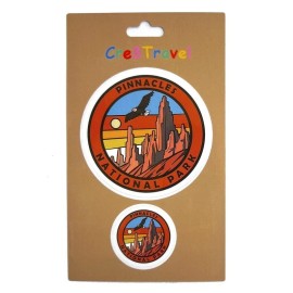 Cre8Travel Pinnacles National Park Sticker Set – 2-Pack Vinyl Stickers (2" & 1")