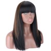 Kalyss Black Brown Highlights Wigs with Hair Bangs for Women