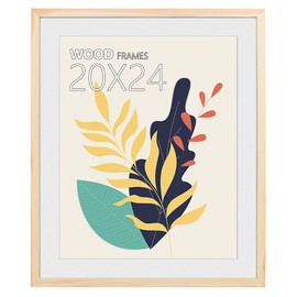 20x24 Poster Frame,24x20 Natural Wood Picture Frames with Polished Plexiglass,Easy to Hang,Display Picture 20x24 without Mat or 16x20 with Mat for Wall Mounting Horizontally and Vertically (Natural