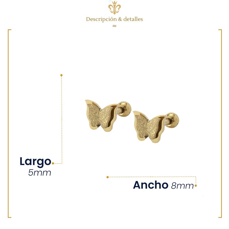 IMPERO JEWELRY Aretes Broqueles De Mariposas De Oro Rosa Laminado