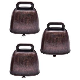 KGDUYC Pack of 3 Mini Cow Bells Vintage Iron Bell Goat Bell Metal Pet Bells Pet Collar Farm Animal Bell for Cattle Cow Horse Sheep Red Bronze