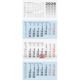 BRUNNEN 3-Month Calendar 2026, Blue, 320 x 740 mm