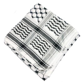LION OF JUDAH MARKET Black & White Middle Eastern Arab Kafiya Keffiyeh with Aqel Rope