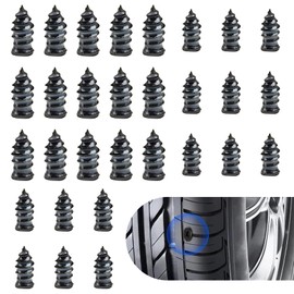 Civwesi Pack-30 Car Tire Repair Nail Set, 0.2" x 0.4" + 0.2" x 0.5" Rubber Wear-Resistant Rust-Proof Quick Repair Tool, Tight Fitting Waterproof Seal for Tire Puncture, Universal for Cars (Black)