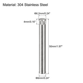 sourcing map 6x50mm 304 Stainless Steel Dowel Pins, 20Pcs Knurled Head Flat Chamfered End Dowel Pin, Wood Bunk Bed Shelf Pegs Support Shelves Fasten Elements