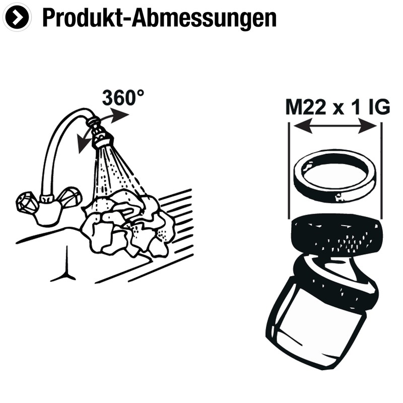 Cornat TECWS611 Kitchen Shower Head M22 x 1 Internal Thread