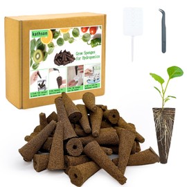kathson 50PCS Grow Sponges for Hydroponics Compatible with AeroGarden,Replacement Root Growth Sponges Seed Pods Kit with 5 Plant Labels & 1 Tweezer,Hydroponic Sponge Garden System Indoor