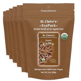 St. Claire’s Organic Clove Pastilles – 6-Pack Eco-Pack, 3 oz Each | Certified Organic, Vegan, Gluten-Free, Allergen-Free, Non-GMO, Low Calorie, Plant-Based | Made in USA