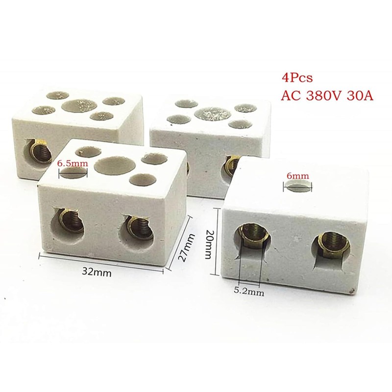 4Pcs Insulation High Temp Porcelain Ceramic Terminal Block AC 380V