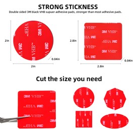 3 M Double Sided Adhesive Pads,Car Mount Sticky Pad Replacement. 3 M Sticky Dash Cam Mounting Tape.Heavy Duty Tape Sticker for Dashboard &Daily Use.Waterproof,Heat-resistant.Squares&Round,6PCS