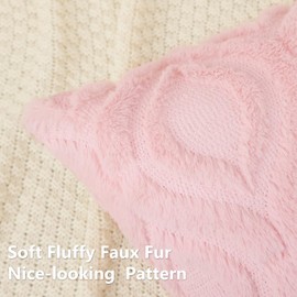 decorUhome Fall Throw Pillow Covers 24x24 Inch Set of 2, Soft Plush Decorative Faux Fur Light Pink Solid Couch Pillow Covers, Accent Farmhouse Neutral Square Pillow Cases for Sofa Bed Living Room