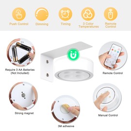 2-Pack Picture Light Battery Operated, LED Painting Lights with Remote, Dimmable and Timer Painting Light, Art Display Light for Picture Frame Artworking Portrait, Home Wall Decor wall lights, White