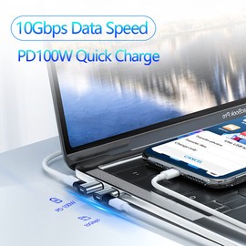 aucon, Magnetic USB C Adapter, 24Pins Type C Connector, PD 100W Fast Charging 10Gbs Data Transfer