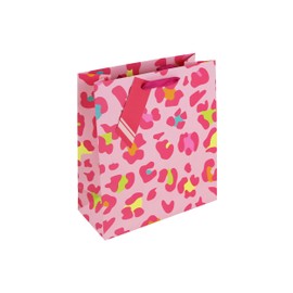 Eurowrap Pink Leopard Print Gift Bag With Gift Tag - Gift Bag for Her, Birthdays, Mother's Day, Valentines, Celebration - Vibrant Bright Female Birthday Gift Wrap Occasion Present - Medium Size