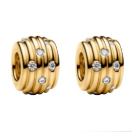 NUNUYAYA Women's Charm Pendant for Bracelet 925 Sterling Silver Love Gold Bead Beads Fits Bracelet Necklace Charm Pendant for European Bracelets Women Girls, Silver, Cubic Zirconia