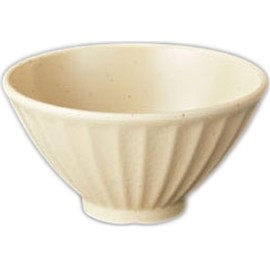 Three Line RINKA Rice Bowl (Body) 5.1 x 2.7 inches (130 x 68 mm), Pale Brown M26101PB