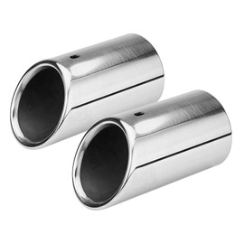 1 Pair Exhaust Tail End Pipe Tip, Car Auto Universal Tailpipe Trims Stainless Steel Chrome Exhaust Tail Muffler Pipe for A4 B8 2007-2014(Silver)