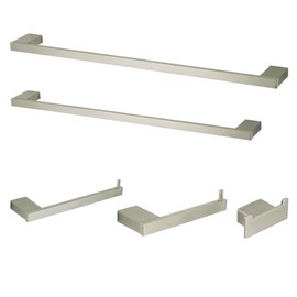 Kingston Brass BAHK6312478SN Metzinger 5-Piece 18-Inch and 24-Inch Towel Bars Bathroom Accessory Set in Brushed Nickel